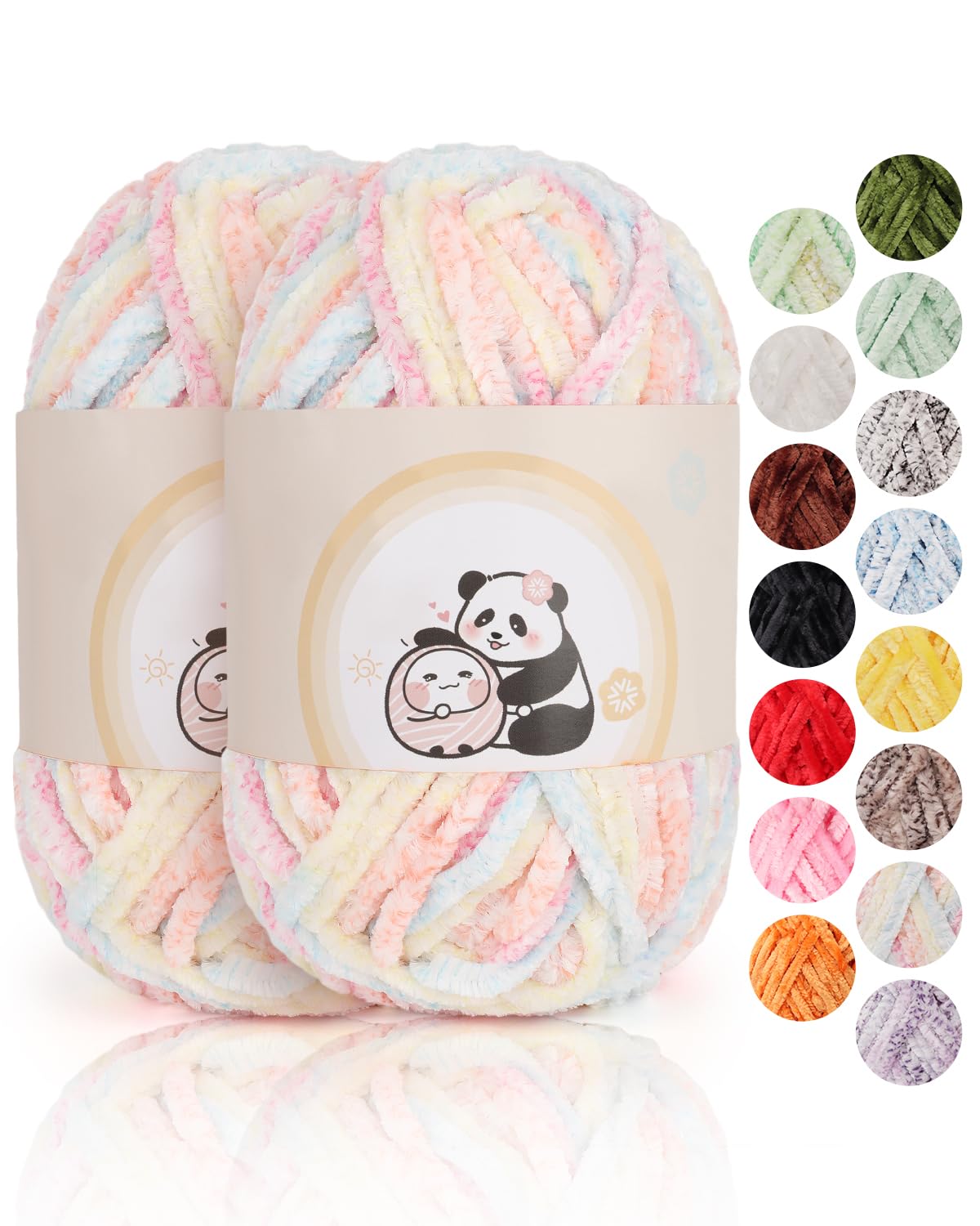 Aeelike Chenille Wolle, 2 x 100 g, Superweichem Häkelgarn für Handweben, Blumen Cluster