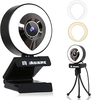 Streaming Webcam with Dual Microphone 1080P Adjustable Right Light Pro Web Camera Advanced Auto-Focus with Tripod Agape Zoom Camera Gaming Webcam for Xbox Facebook YouTube Streamer Conferencing