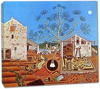 Home Decor Canvas Print Art Wall Pictures for Living-room Poster Canvas Printing Paintings Spanish Joan Miro《The Farm》(90x99cm-(35.4x38.9in),Framed)