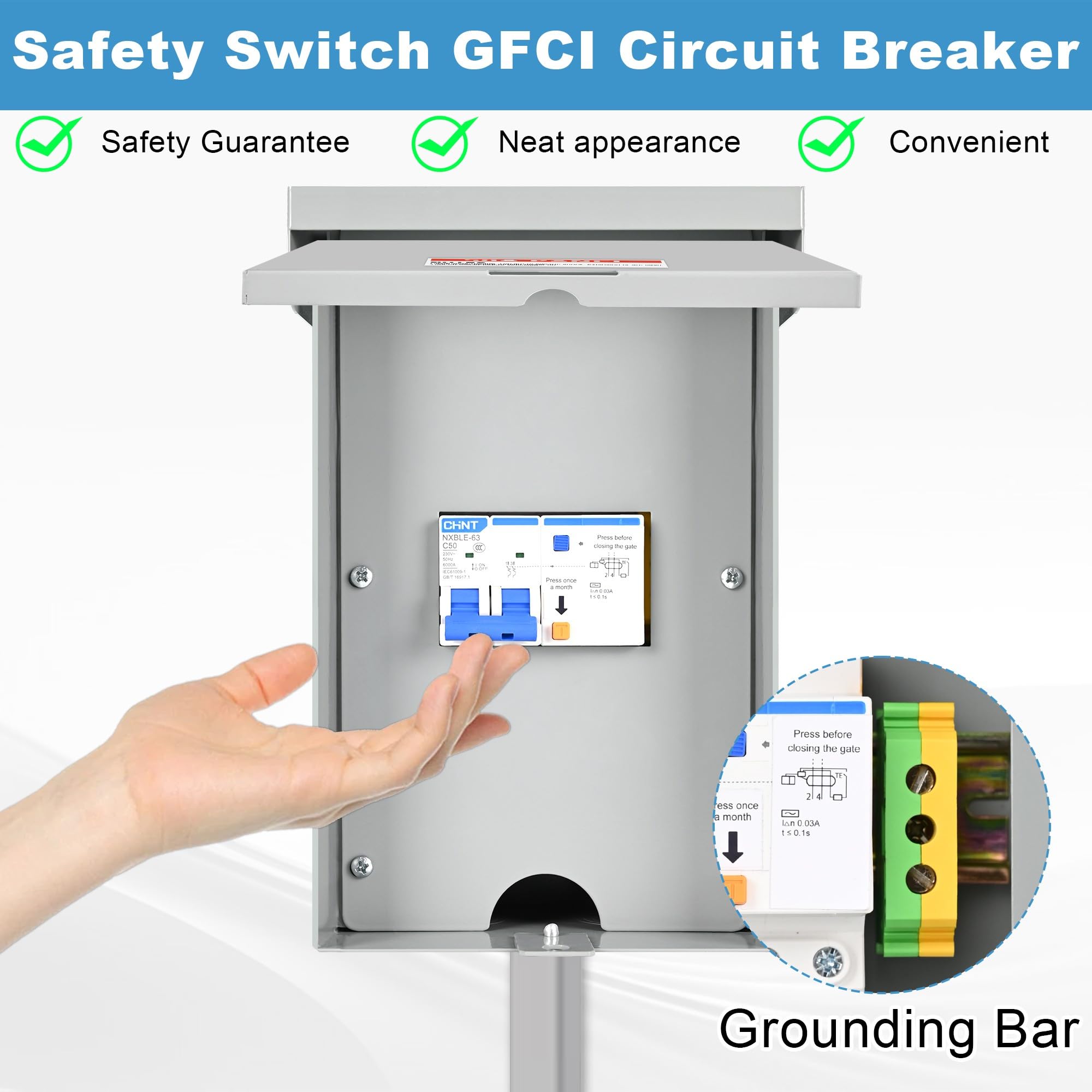 50 Amp Rv Outlet Box GXELZK 50A Equipped With GFCI 50A Circuit Breaker ...