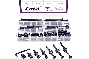 Swpeet 84Pcs Black M6 Crib Hardware Screws Kit for Baby Bed