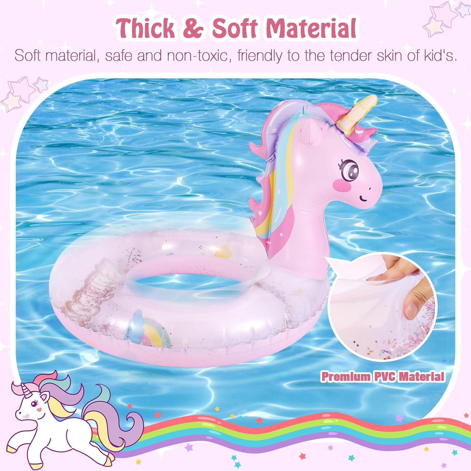 Moko Inflatable Swimming Rings, Pool Floats Swim Tubes Rings Round Shape Cute Cartoon Design Beach Water Lounge Inflatable Raft Party Supplies for Kids