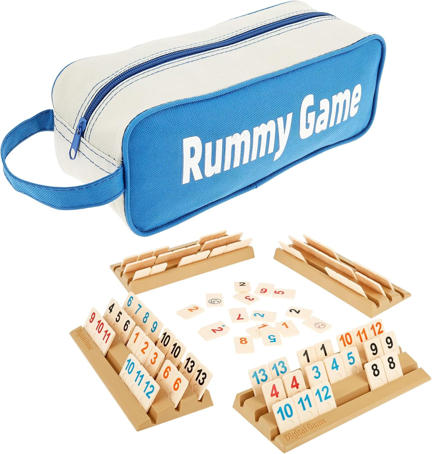 Ghshanog Mini Rummy Set,Rummy Cube Game Set with 4 Three Tiles Trays ...