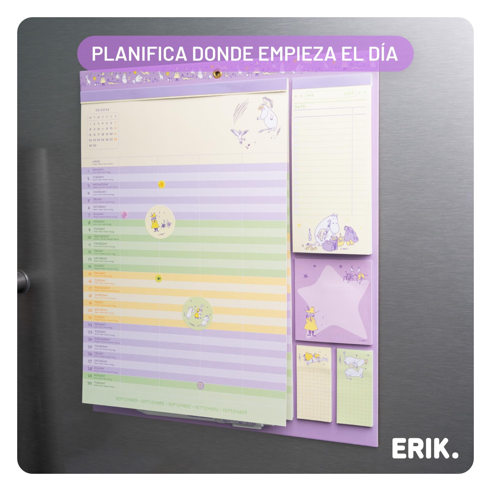 Calendario Magnetico Nevera 2026 Moomin - Calendario Familiar 2026 pared : Planificador mensual con Iman | Incluye Pegatinas, Notas Adhesivas y Cuelga Fácil [16 MESES]