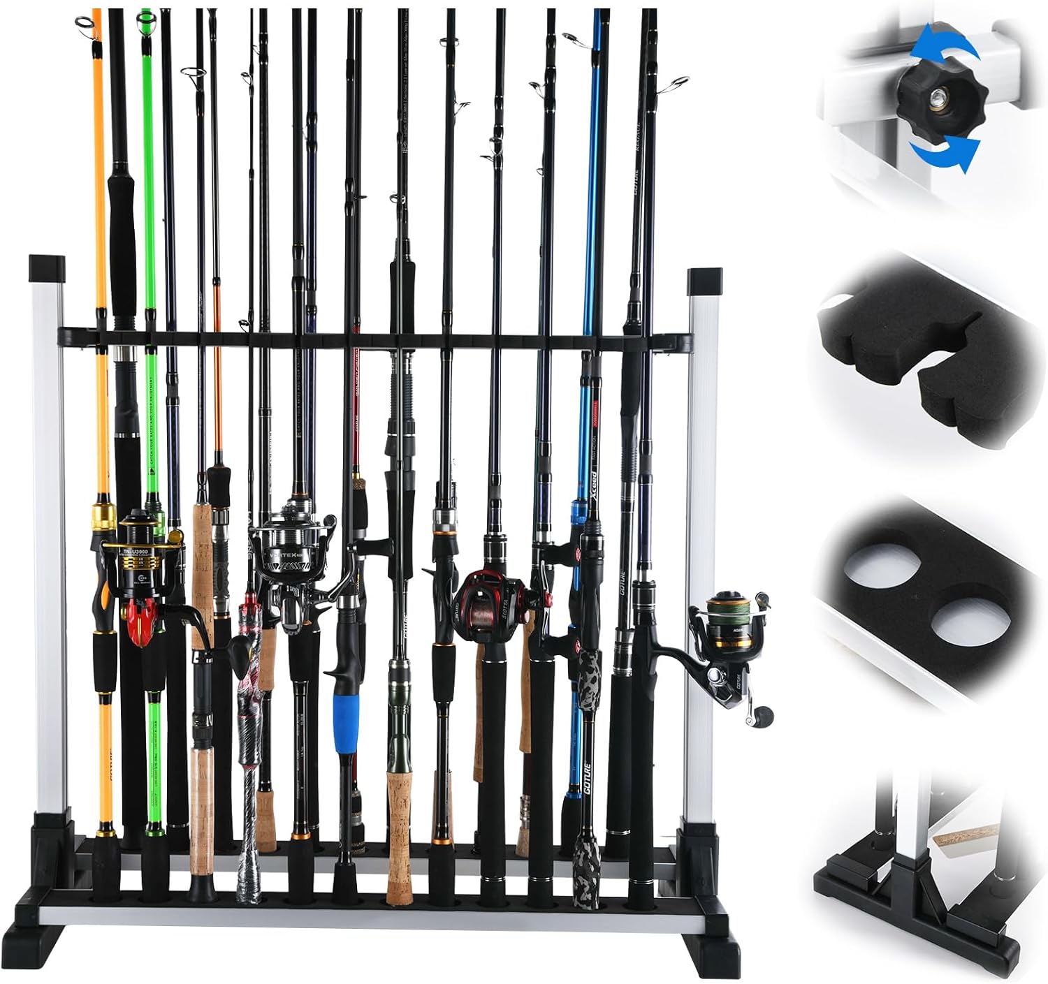 Goture Fishing Pole Holder 24 Slots,Aluminum Portable Fishing Rack,Neatly Store and Display Your Fishing Rods with Our Fishing Rod Holders