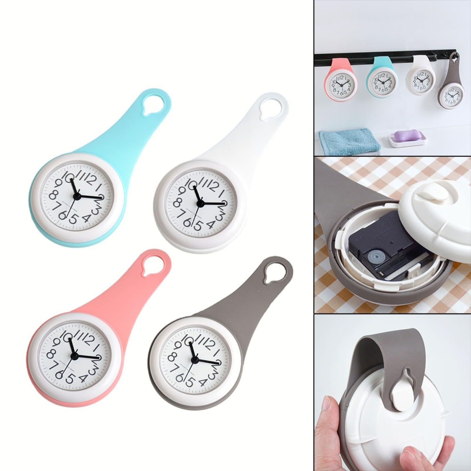 ZYNCUE Wanduhr, Badezimmer, wasserdicht, klein, digital, leise, Duschuhr, Dekoration für den täglichen Gebrauch zu Hause (für Rosa)