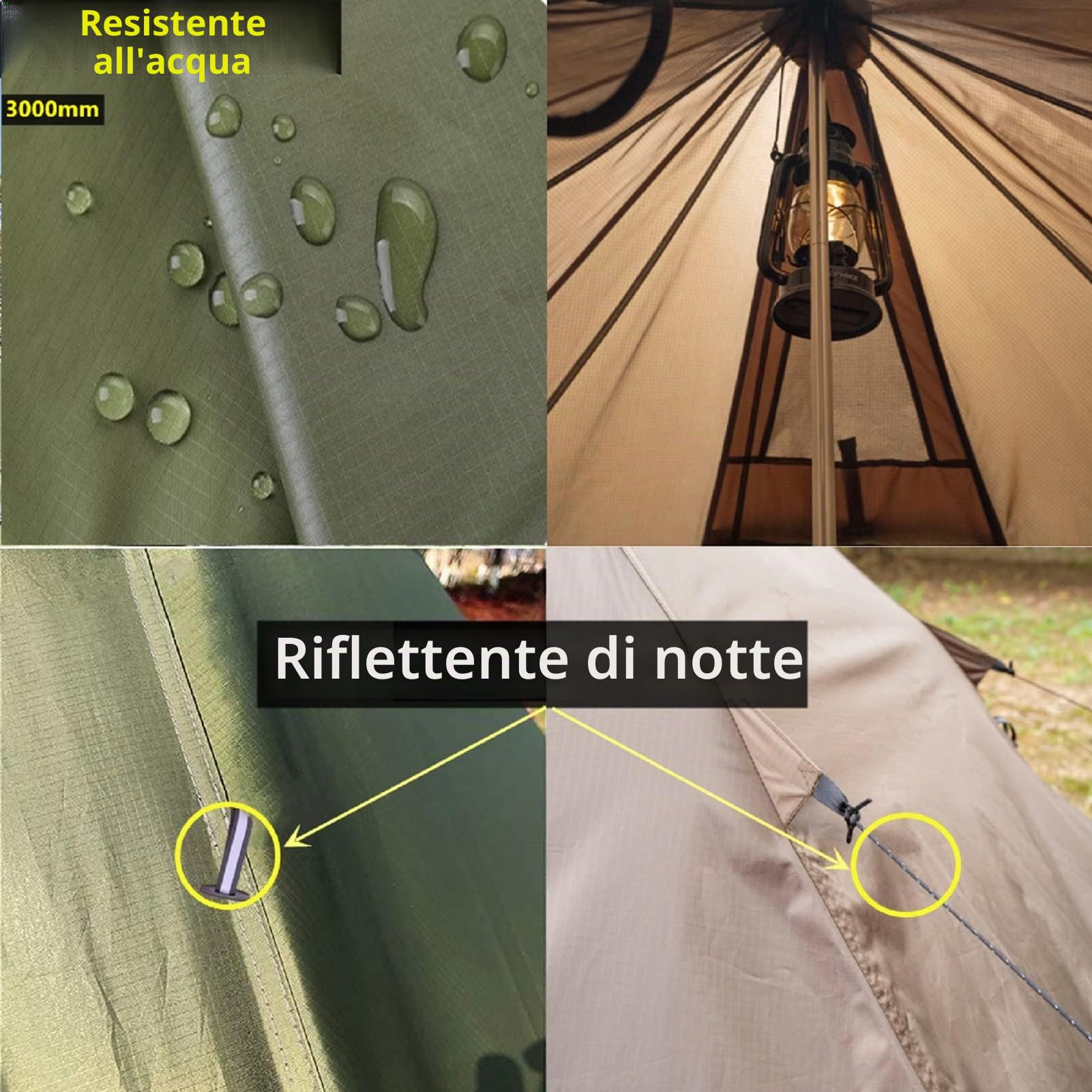 1-4 Person Teepee Tenda Campeggio Escursionismo Rifugio Riscaldato HUT Camino caldo Tipi Facile Impostare