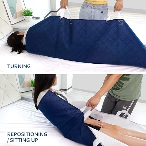 Miniatura 4 de Moonsea Almohadilla de cama de posicionamiento con asas (34 x 52 pulgadas), almohadillas impermeables para incontinencia para ancianos, hoja de