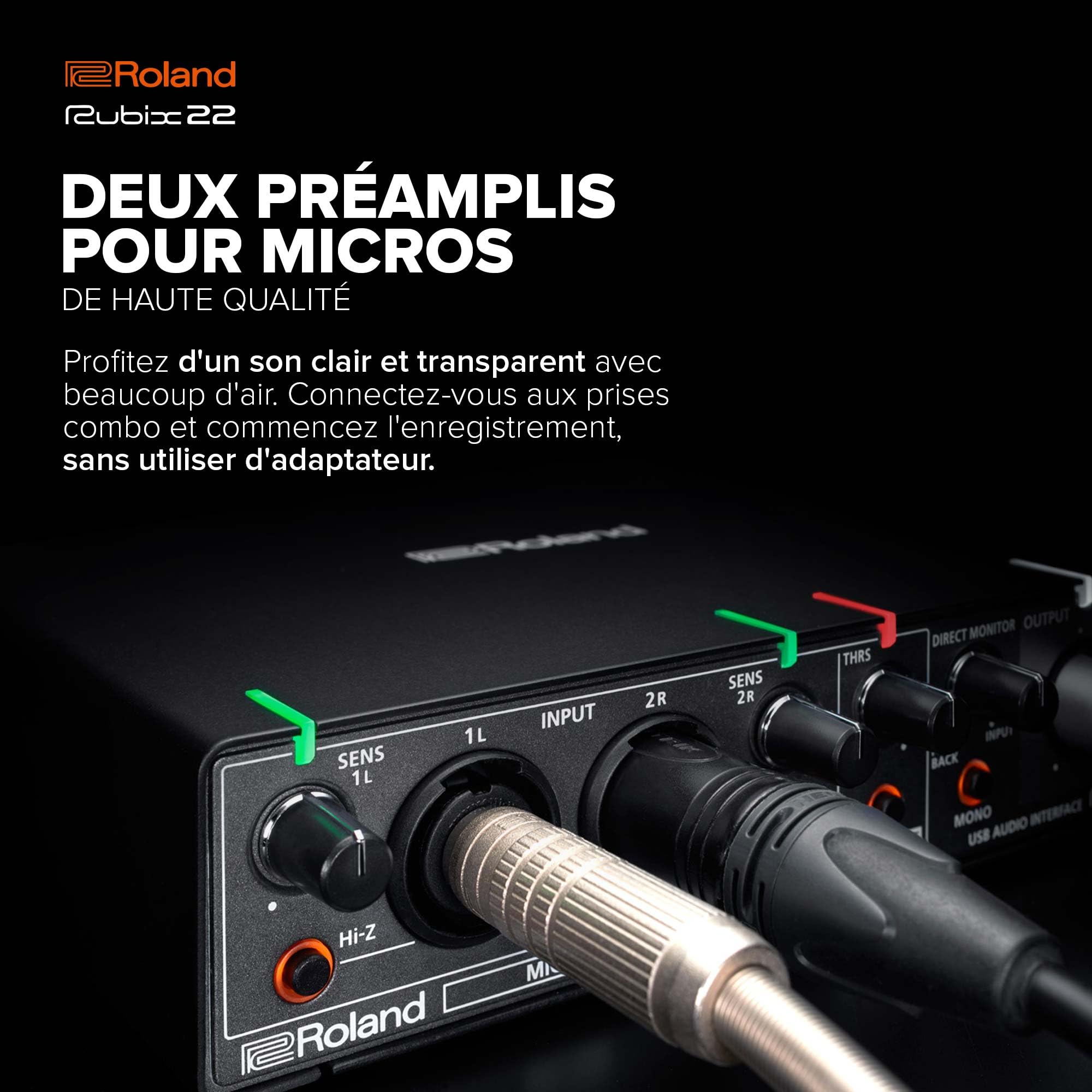 Interface audio USB Roland Rubix22 2 In-2 Out | Son haute résolution | Enregistrement de micros, guitares, claviers et autres | Compacte & robuste | Compatible Mac, PC & iPad