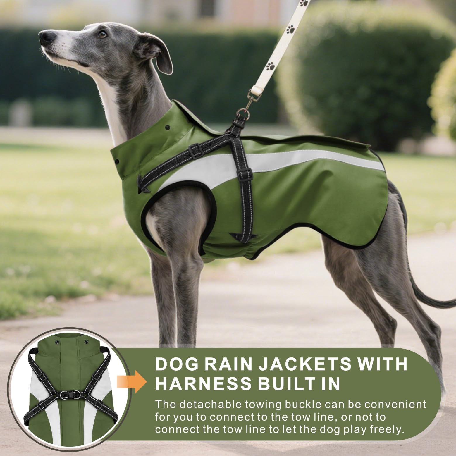 Oslueidy Dog Raincoat Waterproof Raincoats for Dog Reflective Dogs Rain Jackets with Hood Hoodie Pet Rain Poncho Coat for Small Medium Large Dogs Puppies S-XXL (Green - Image 4