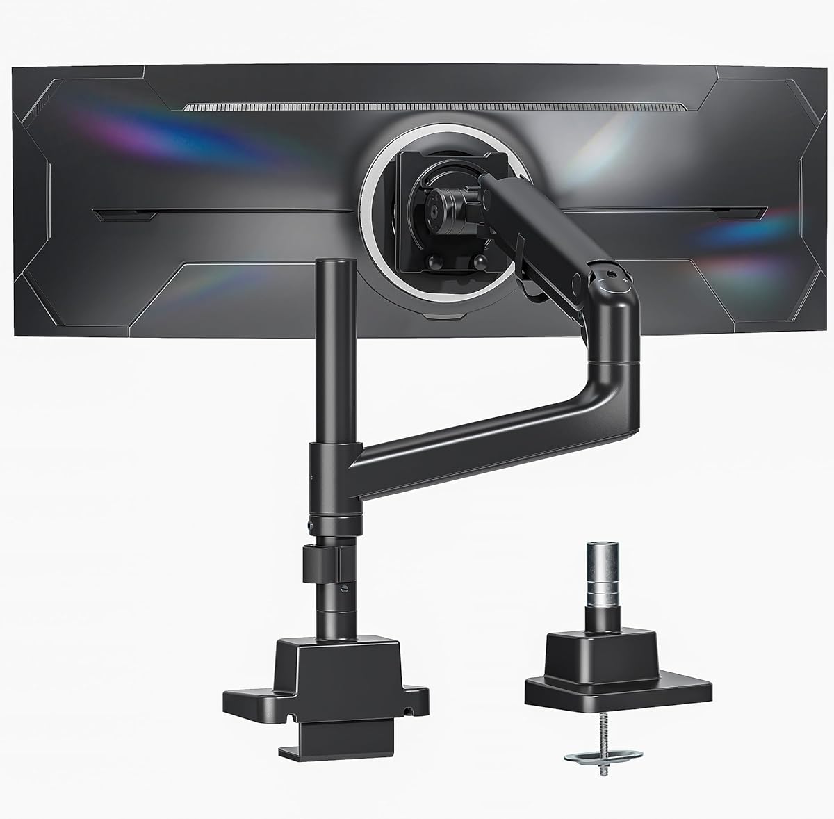 monTEK 17-57 Inch Ultrawide Monitor Arm for Up to 59.4lbs Screens, Aluminum Heavy-Duty Gas Spring Single Curved Screen Adjustable Monitor Stand,75/100mm Vesa Mount, Black : Electronics