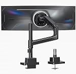 MonTEK 17-57 Inch Dual Ultrawide Moniteur Bras pour Jusqu'à 59.4lbs Écran, Support de moniteur réglable en aluminium à ressort à gaz lourd et incliné verticalement,75/100mm Mont Vesa, noir