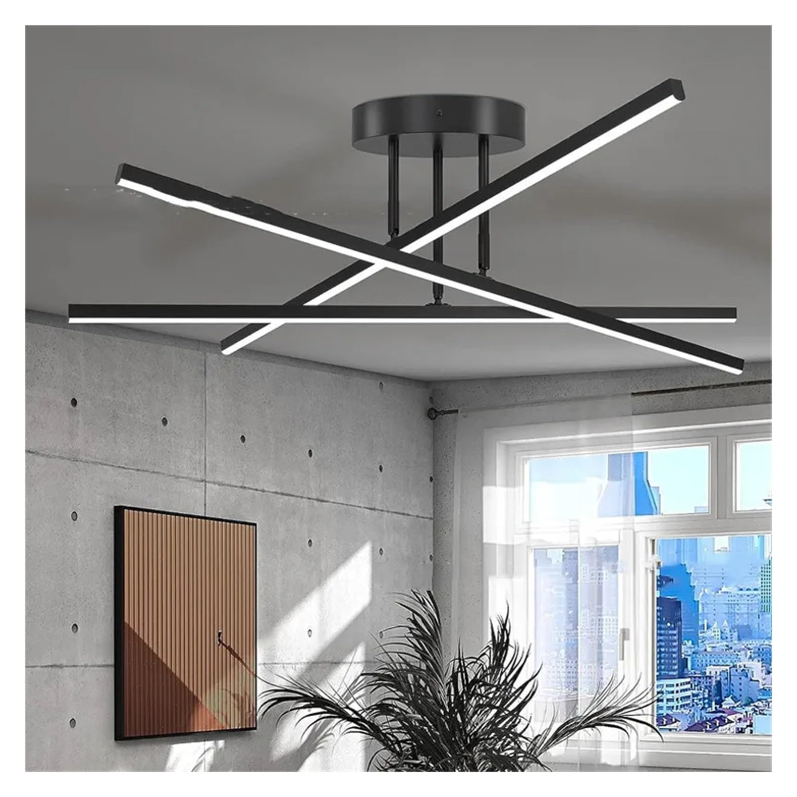 Plafonnier lustre de plafond noir pour corriger un salon sombre