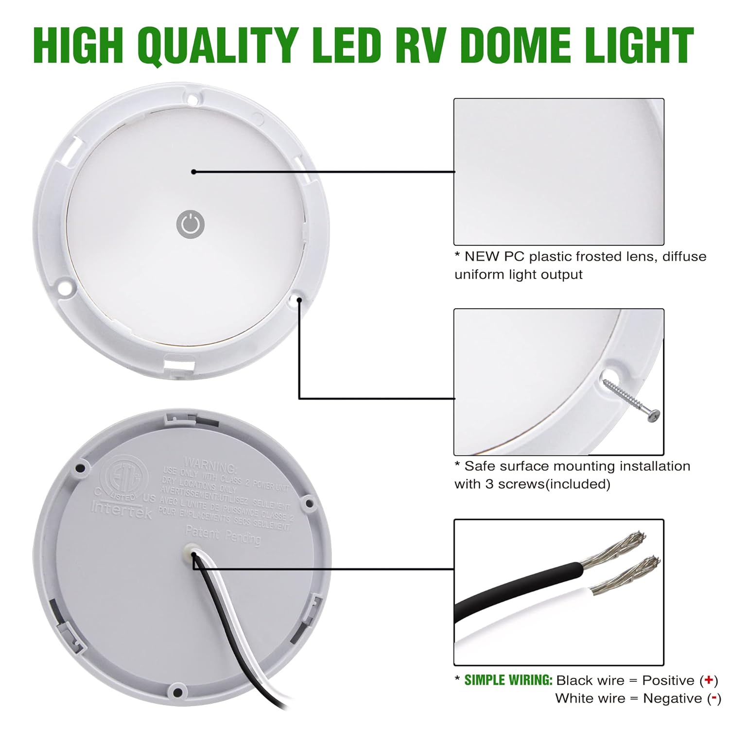 4.5Inch RV Puck Light with Touch Dimmable Switch - 6 Pack, 12Volts Surface Mount RV Interior Lighting, for RV Motorhome Camper Travel Trailer