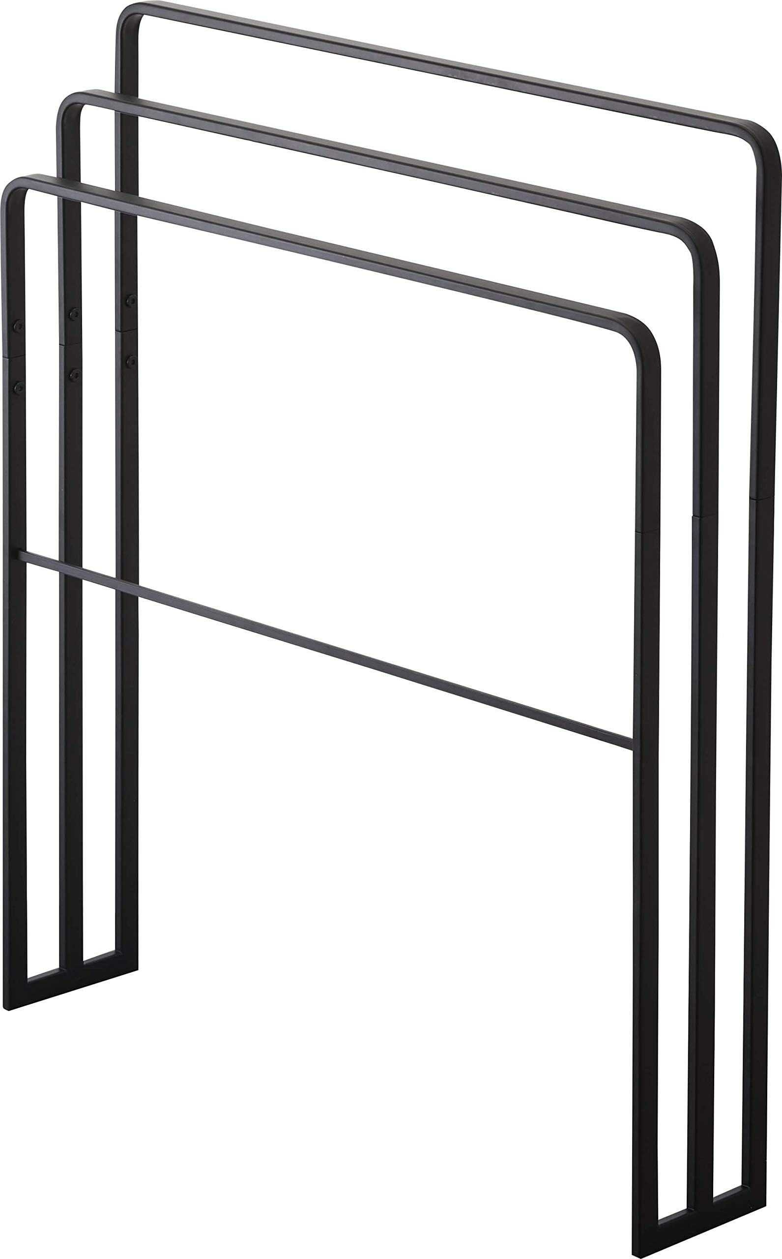 Yamazaki 4980 TOWER Bath Towel Hanger With 3 Bars, black, Steel, Minimalist, 70 x 14 x 81 cm