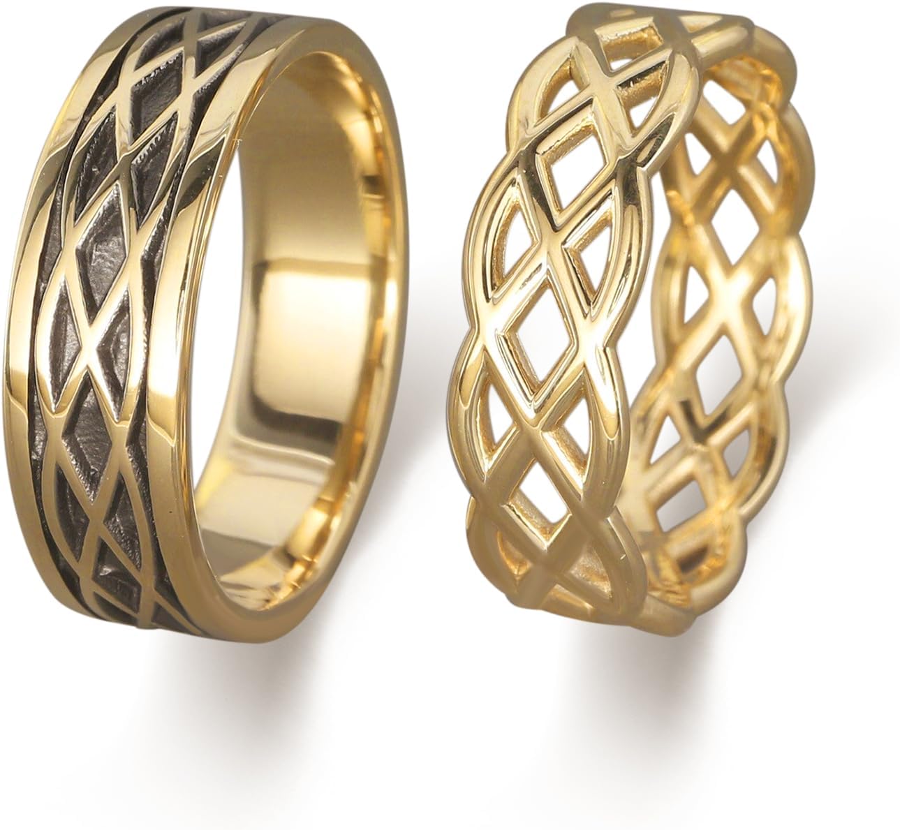 10K 14K 18K Solid Gold Celtic Couple Ring Set - 925 Sterling Silver Eternity Couple Wedding Rings Set - Anniversary Engagement Matching Bands Gift for Women and Men - Free Engraving