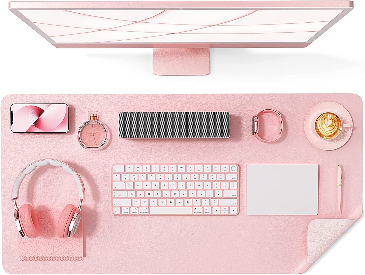 Agabani Vegan Leather Laptop Table Mat, Extended Mouse Pad, Computer Table Mat, Reversible Laptop Pad for Desk, Waterproof Edge-Stitched Upgraded (Pink, 60 * 30) (B0C148QY2C) Amazon Price History, Amazon Price Tracker
