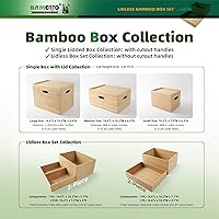 Vista 7 de 2-Piece Large Bamboo Storage Box Set - 7.1in High Stackable Deep-Drawer Organizer, Lidless Bin for Kitchen Cutlery Utensils, Home & Office