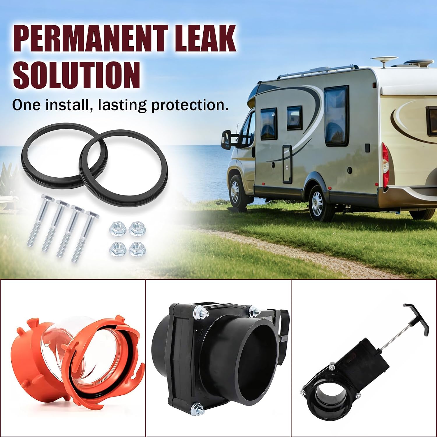 Eudaimonia RV Sewer Valve Seal Kit 39227 for Bristol and Valterra 3 inch Waste Valve