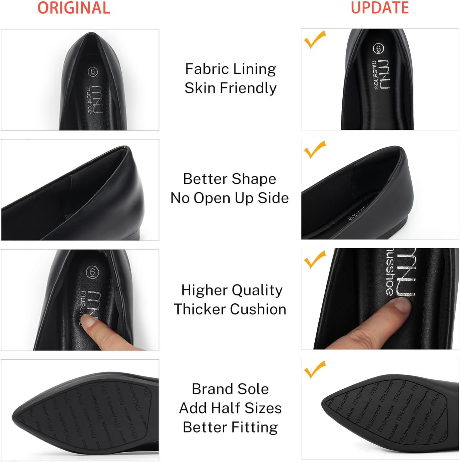 MUSSHOE Flats for Women Pointed Toe: Buttery Soft Suede Comfort Dress Shoes with Arch Support - Lightweight Slip On Ballet Flats for All Day Office Work,Walking & Casual Wear - Image 6