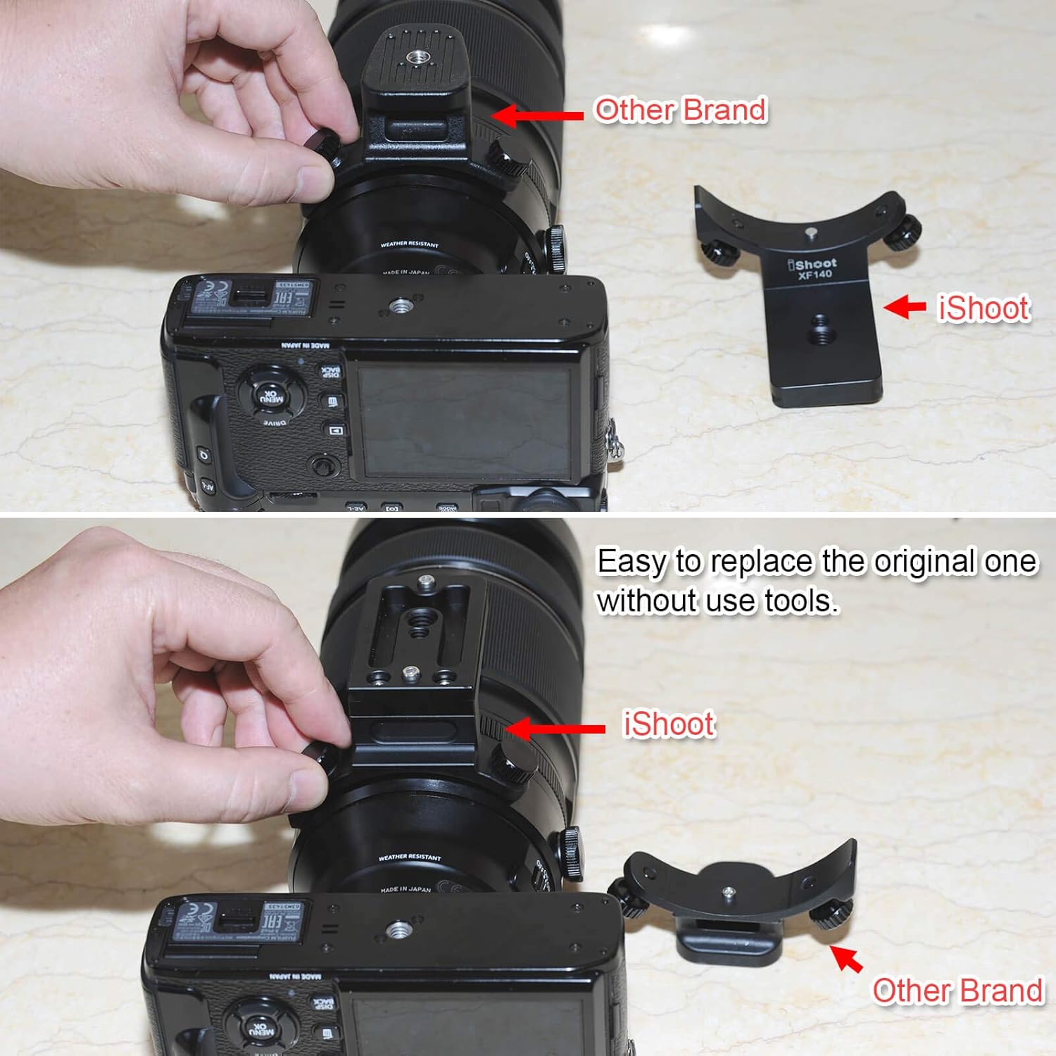 iShoot Lens Collar Base Tripod Mount Ring Replacement Foot Stand Compatible with Fujifilm Fuji XF 100-400mm f/4.5-5.6 R LM OIS WR Lens 16501109, w/Quick Release Plate Arca-Swiss Fit Tripod Head Clamp