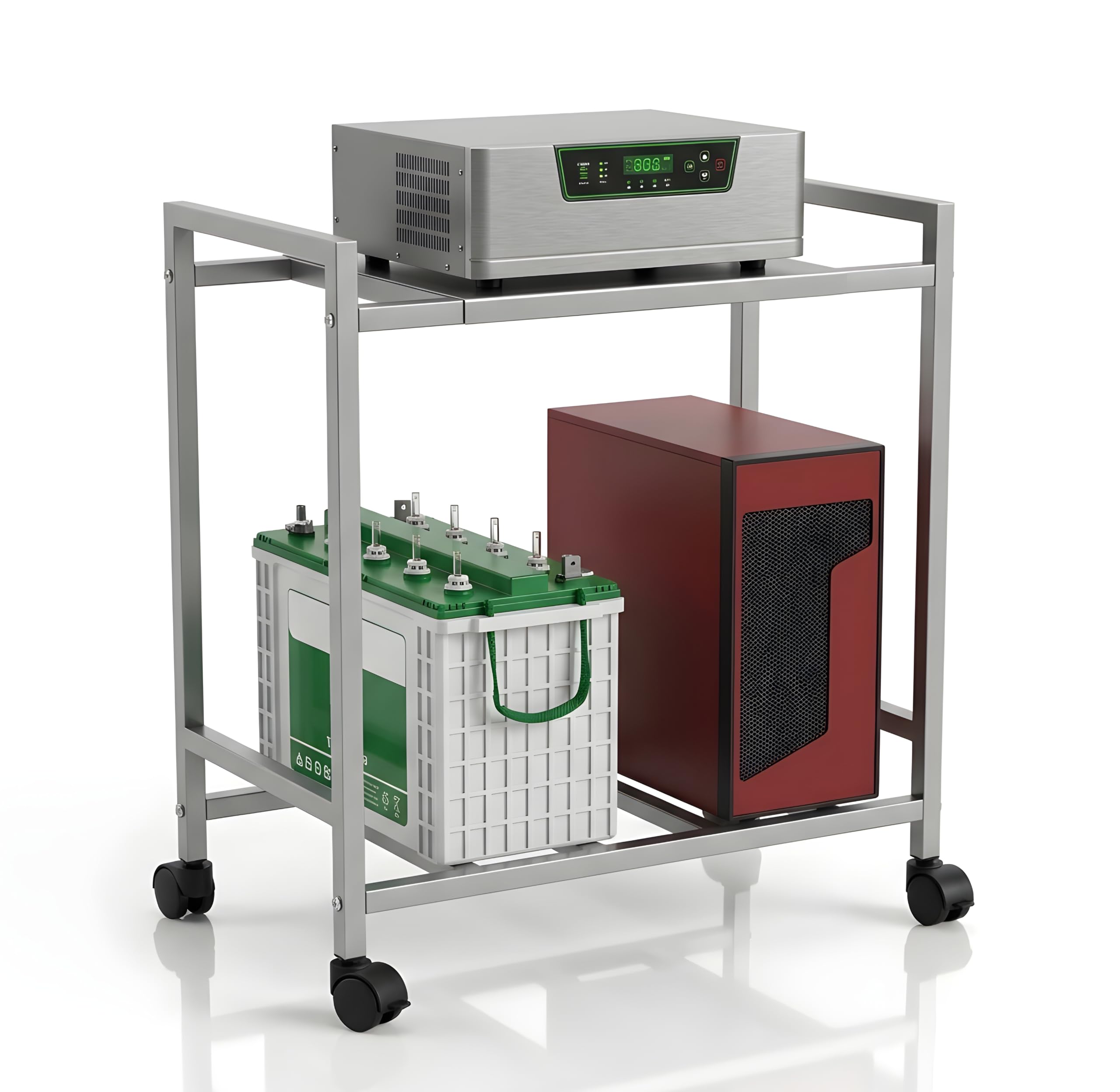 Heavy Duty Single Battery Inverter Stand | Metal UPS Battery Rack with Lockable Wheels | Movable Inverter Trolley | Powder Coated Storage Stand for Home, Office & Commercial Use-image-19