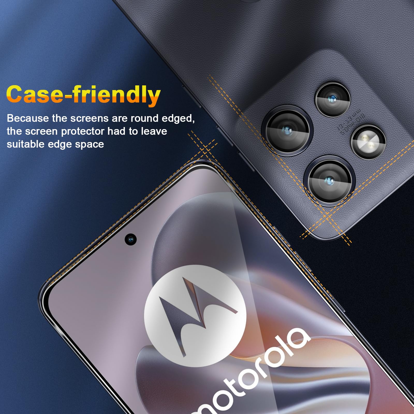QULLOO Folie ochronne dla Motorola Moto Edge 50 Neo, 2 sztuki folii ochronnej na wyświetlacz z 2 sztukami osłon na obiektywy, 9H twardość Szkło hartowane HD Przezroczyste osłona antyrysunkowa dla