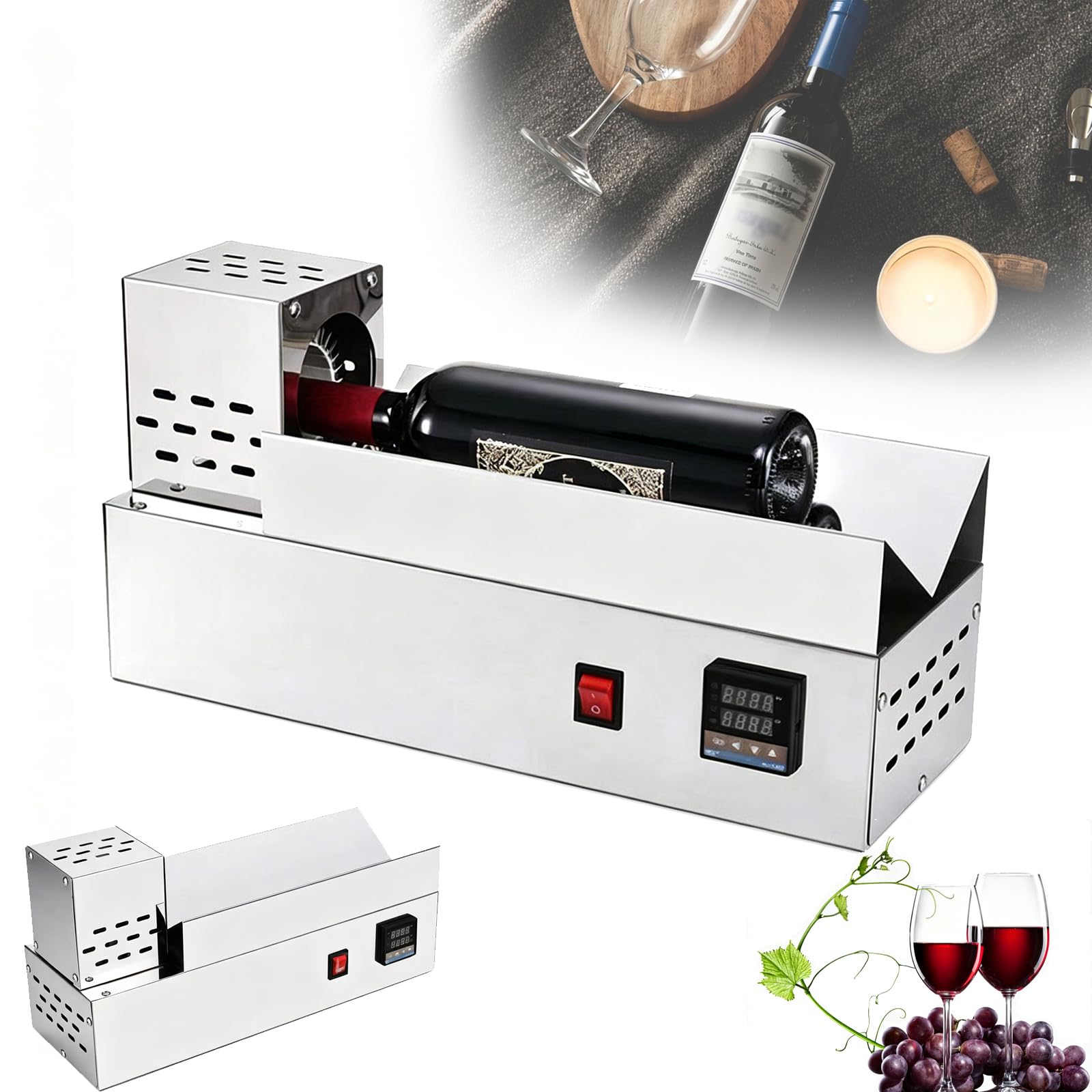 Termoretráctil, sellador eléctrico de cápsulas con pantalla digital, calefacción de cerámica, para botellas de vino de menos de 80 mm