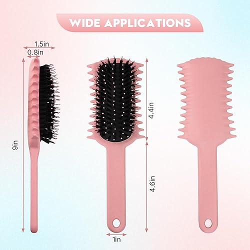 Miniatura 2 de Paquete de 1 cepillo definidor de rizos para ondas y bobinas, desenreda, da volumen y define rizos, reduce el encrespamiento y la rotura, mango de