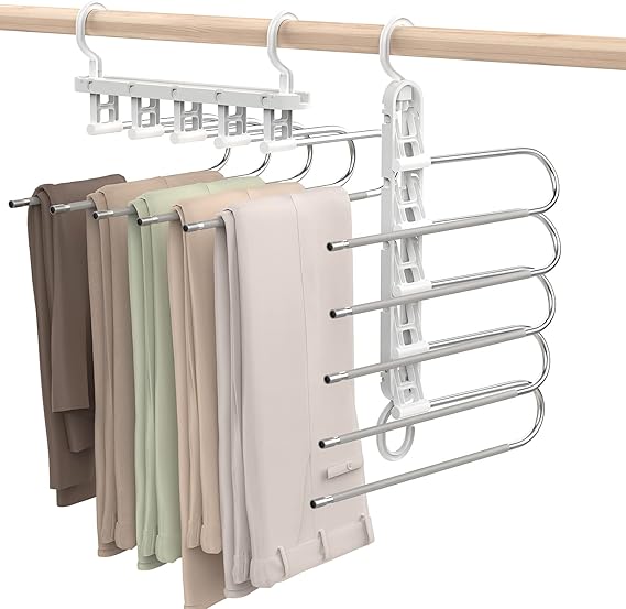 BESPOTCL Hosenbügel 3er Set - Platzsparender Hosenorganizer Mit 6 Etagen