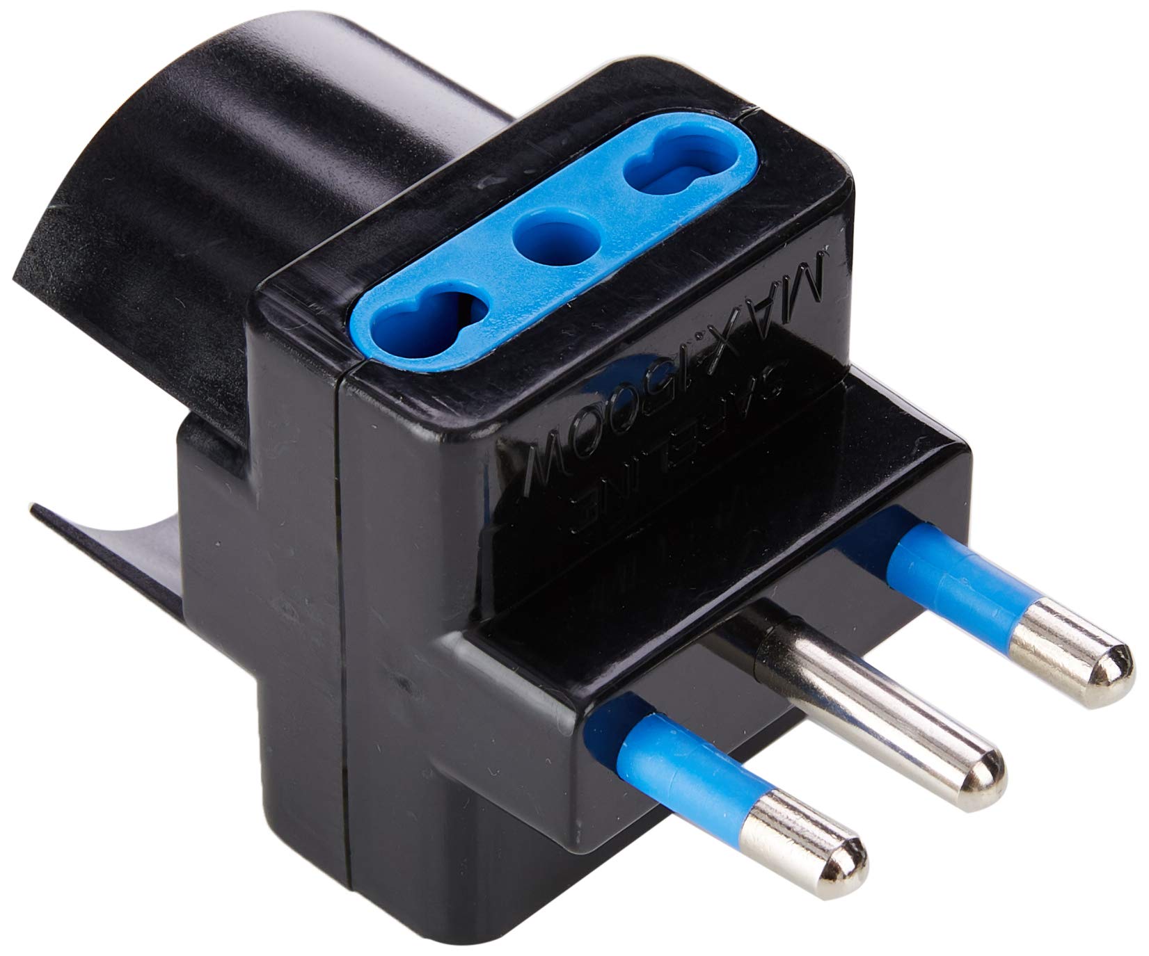 Goobay 16A Italian Triple Adapter Plug Black - Mains and Surge Protection