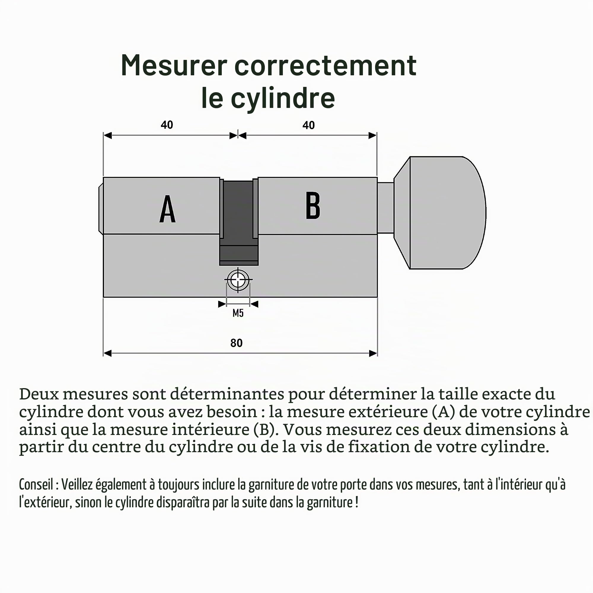 3 x Serrures à cylindre avec bouton KS 80 mm à fermeture simultanée et 15 clés (40 x 40)