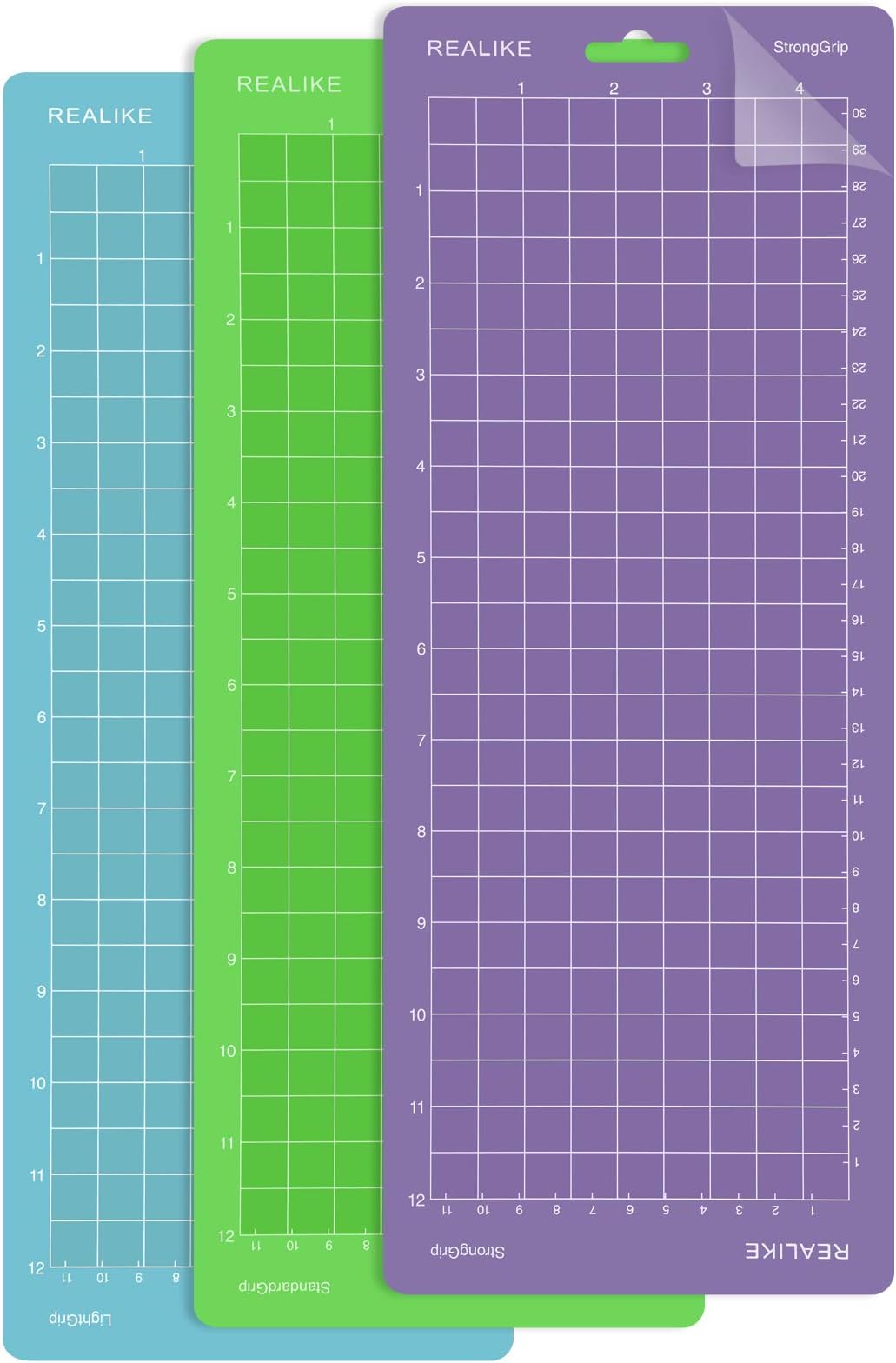 REALIKE Cutting Mat Compatible with Cricut Joy(4.5x12 inch,StandardGrip, LightGrip, StrongGrip 3Mats),Durable Adhesive Cutting mats for Joy Accessories