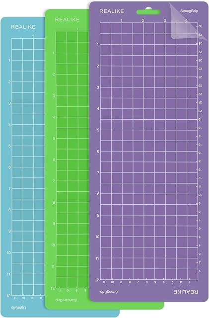 REALIKE Cutting Mat for Cricut Joy Cutting Writing Machine 4.5"X12"inch 11.4cmx30.5cm Variety Grip Mat Replacement Adhesive Sticky Cutting Mats 3 Mats