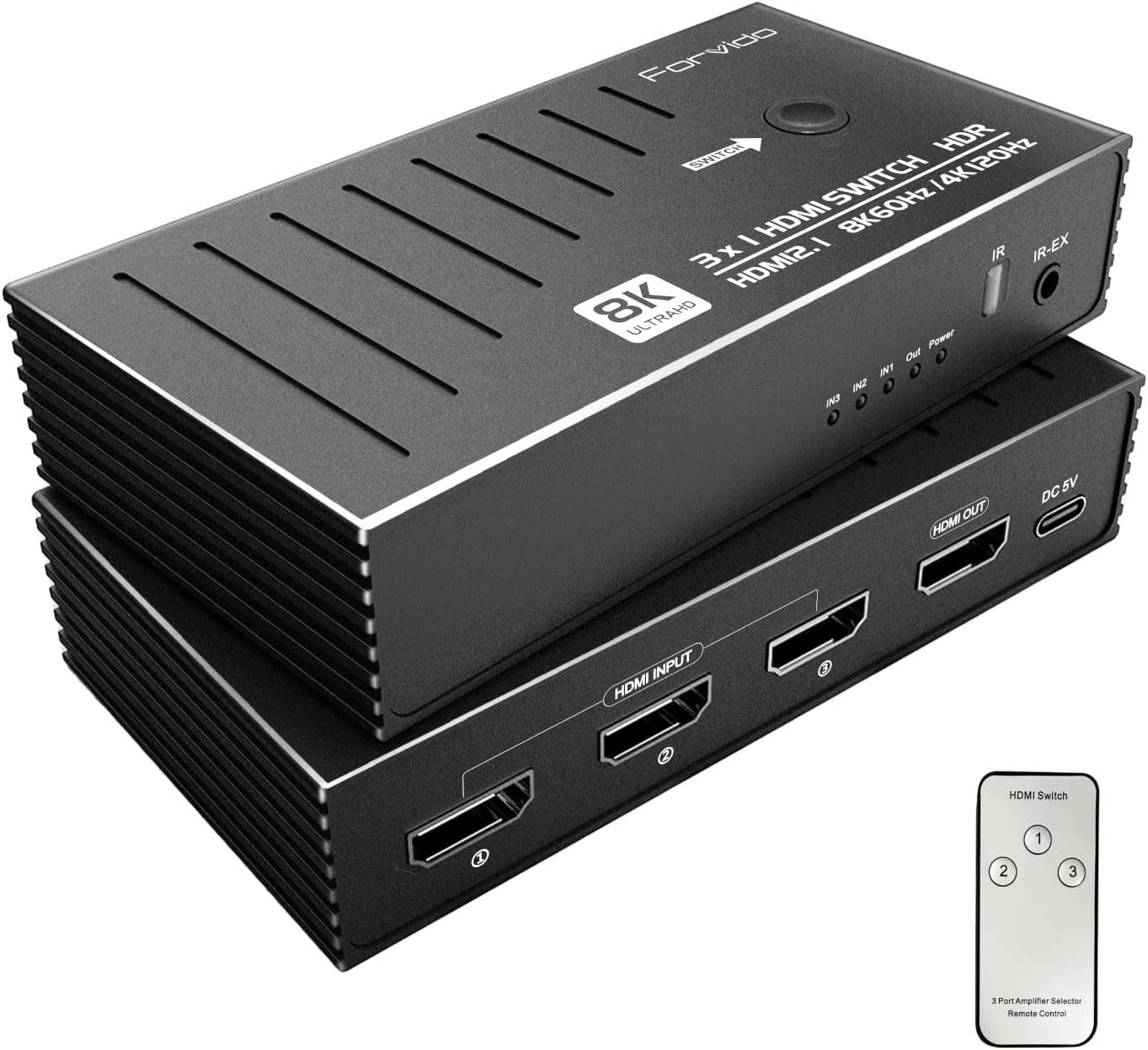 8K HDMI-Schakelaar 5 in 1 Uit - 5-Poort Switch Met IR
