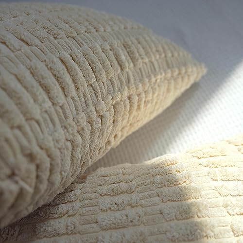 Miniatura 5 de Cyuripu Juego de 2 fundas de cojín de pana de 18 x 18 pulgadas, fundas de cojín decorativas a rayas suaves y acogedoras para sofá, dormitorio, sala