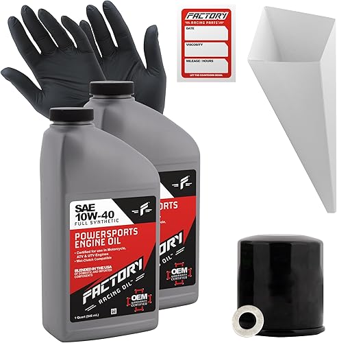 Kit de cambio de aceite compatible con Kawasaki EN650 EX650 KLE650 Z650 – Incluye 2 cuartos de aceite sintético completo 10W-40, 1 filtro, 1
