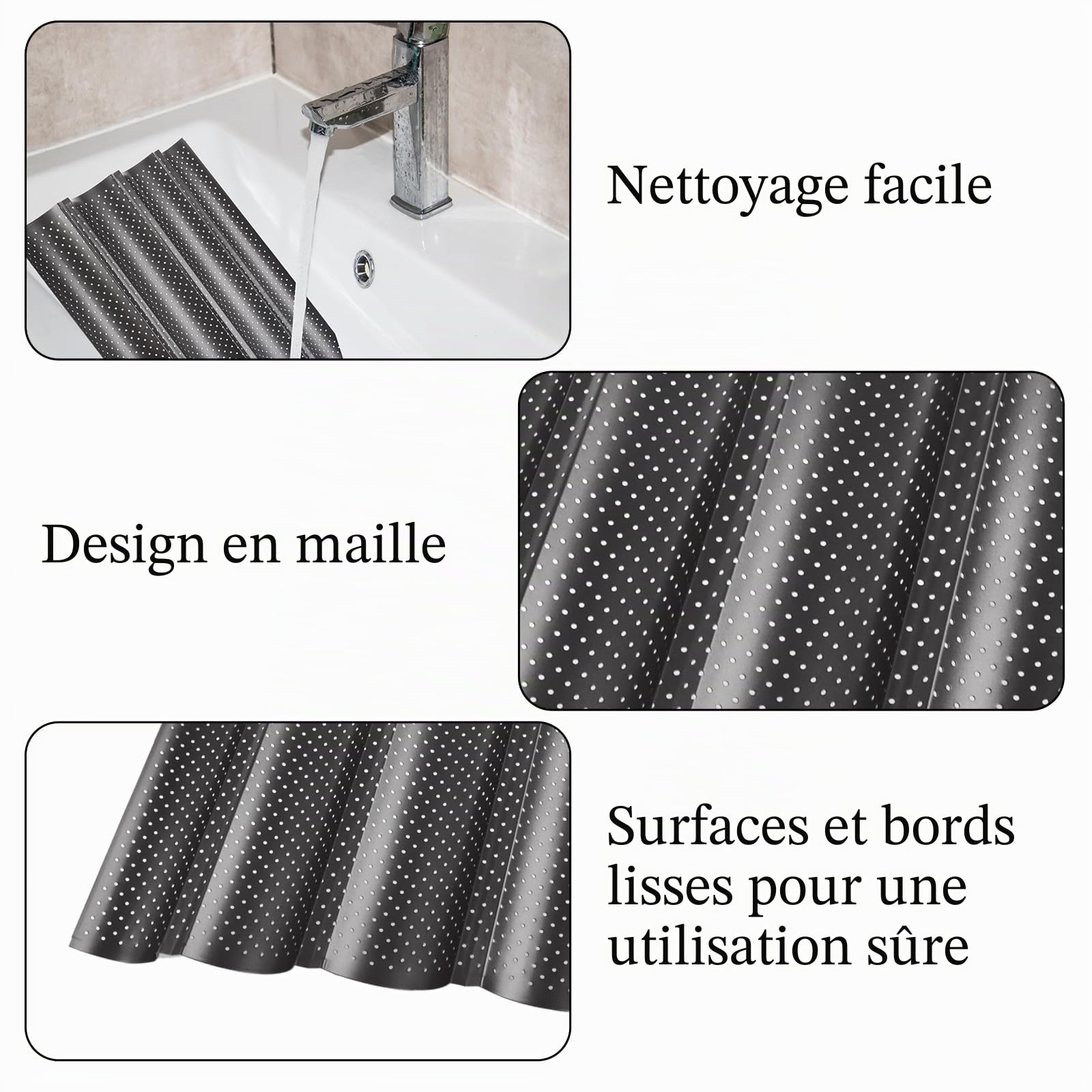 WOPPLXY 3 Pièces Moule a Baguette de 4 Créneaux, Noir Moule Baguette Four de 38 x 32cm, Moule à Pain en Acier au Carbone pour 4 Baguettes