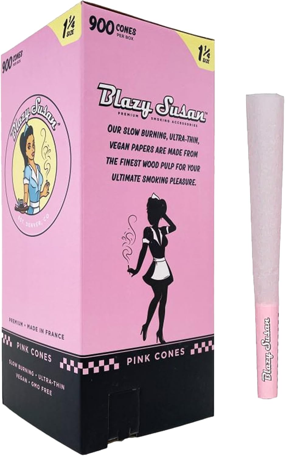 Blazy Susan Pink Tubes, 900 Count (84mm, 1 ¼ Size) | Vegan, GMO-Free, FSC-Certified | Premium French-Made Paper