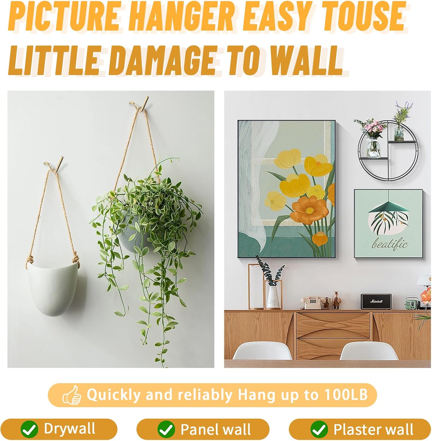 Super Hook Picture Hanrs and Office Pa, Drywall Hooks for