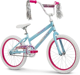 Huffy Illuminate 20 Inch Girls Bike Sky Blue Butterfly Theme Adjustable Seat Coaster Brake EZ Build Ages 5+