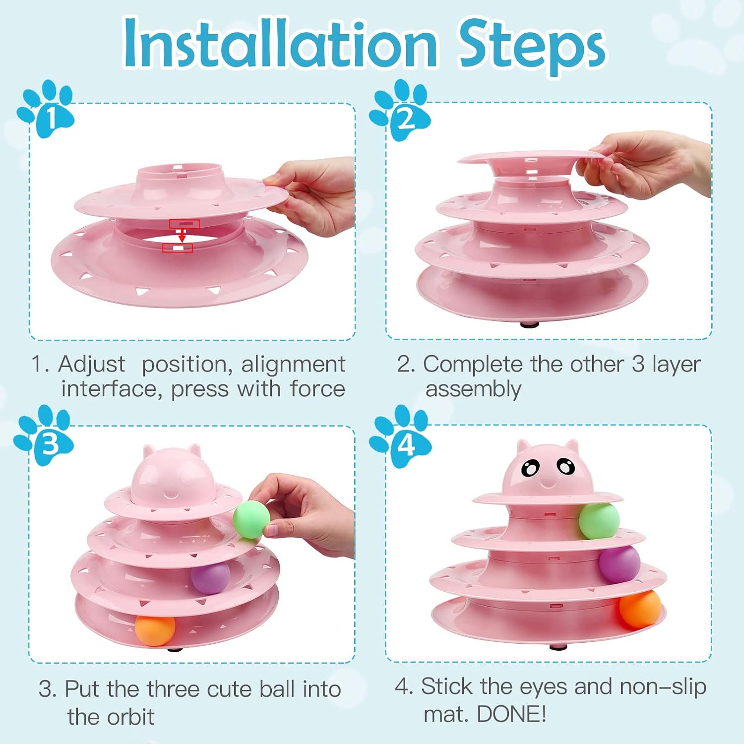  20 PCS Cat Toys Set with Teaser, Mice, Spring, and Various Ball Toys | Puzzle Kitten Toys, Sturdy Structure, Detachable Design, Easy to Assemble, Anti-Slip, Reduces Boredom for Indoor Cats thumbnail