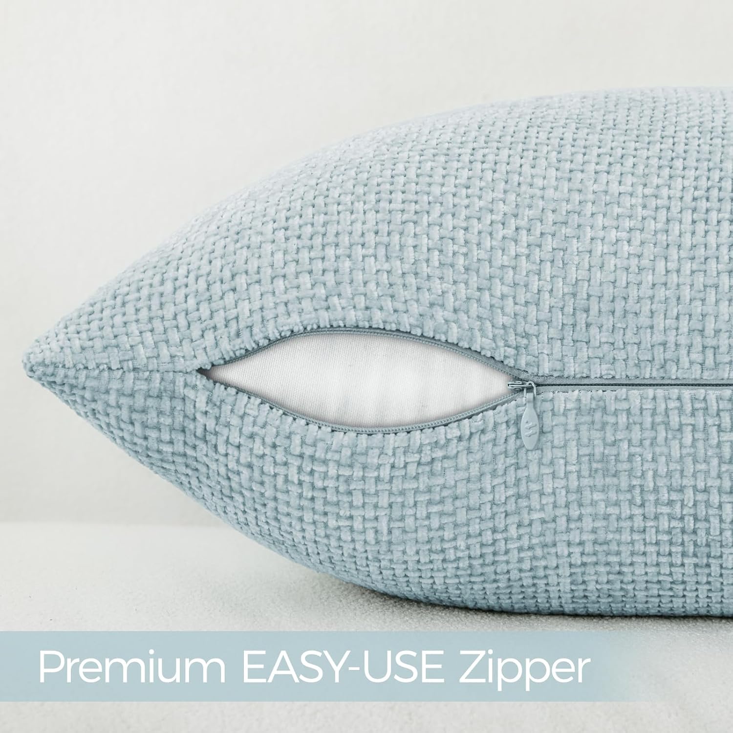 a moment Baby Blue Chenille Throw Pillow Covers 12x20 Inch Pack of 2 Modern Decorative Throw Pillow Covers Farmhouse Cross Covers Home Decor for Sofa Bedroom Living Room image 4