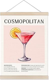 Welshower Cosmopolitan Bar Poster Hanger Frame, Gifts for Cocktail Lovers, Cosmopolitan Cocktail Wall Art Prints Decor for Bar Pub Lounge Kitchen Home Bedroom Apartment, 12x16 Inch