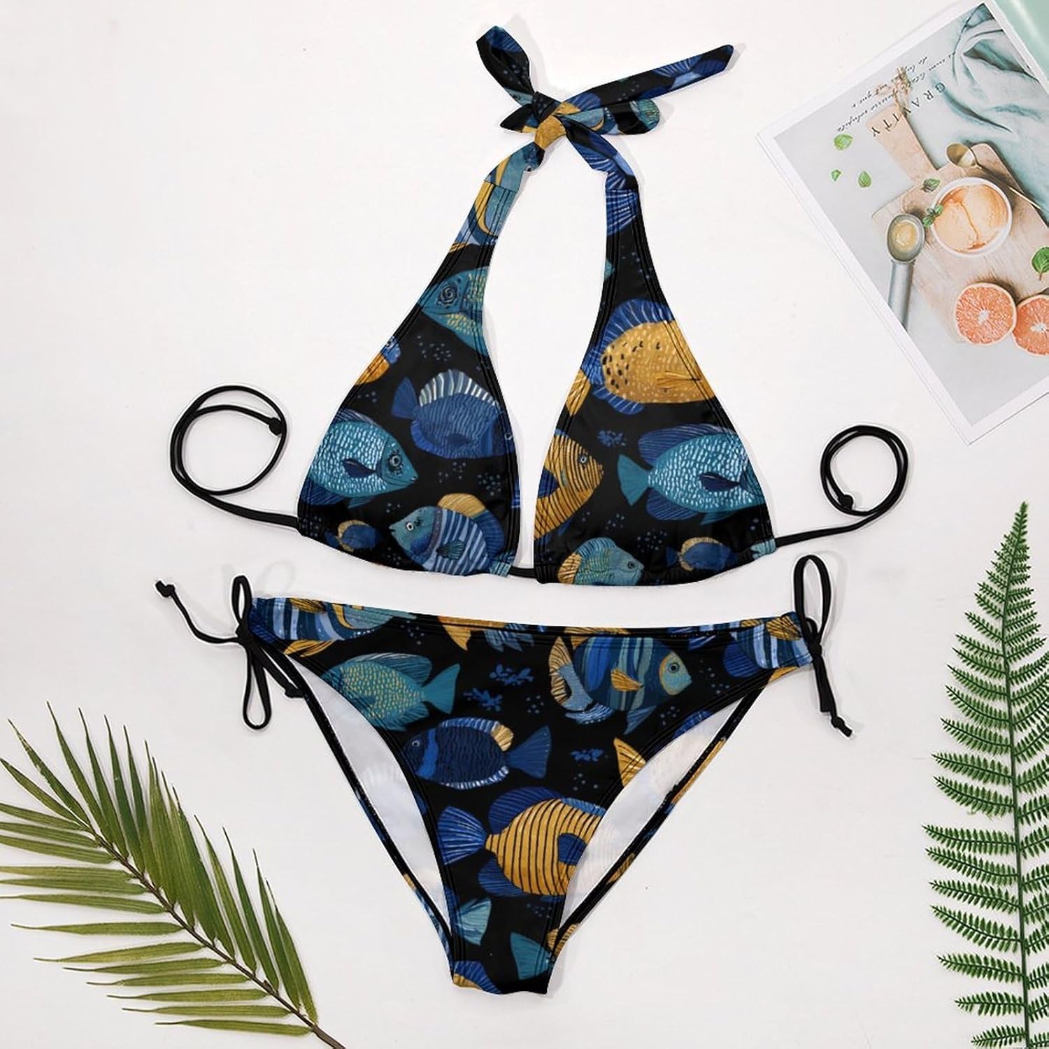 Tropical Fish Novelty Women's 2 Piece String Bikini Set Swimsuits Bathing Suit Swimwear