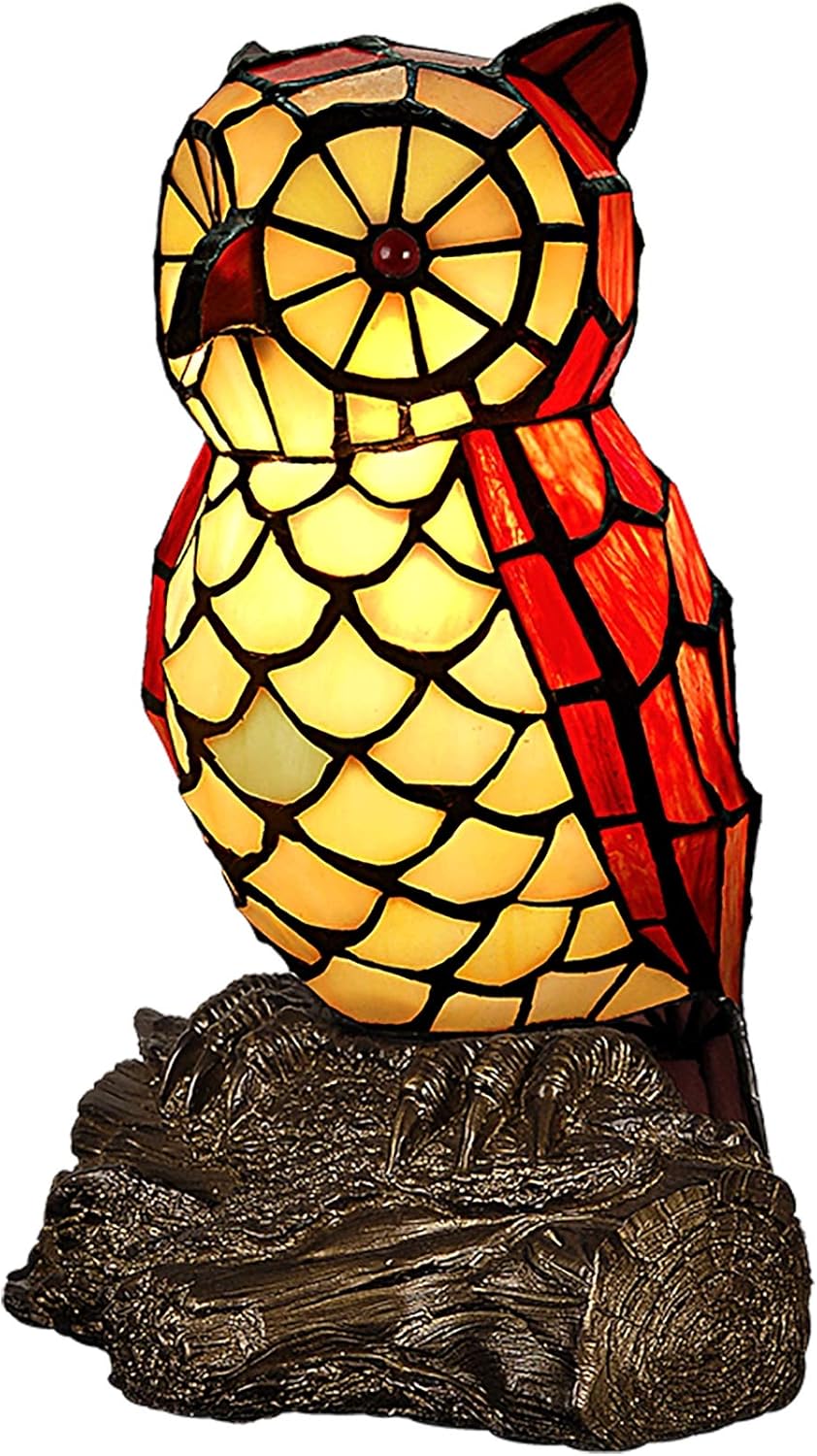 Pastoral Sunflower Green Leaves Shade Table Lamp 12 Inch Tiffany Style Orange Blue Stained Glass Desk Lamp, Living Room Bedroom Bedside Study Room Reading Lamp…