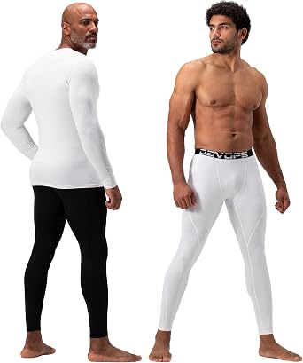 DEVOPS 2 Pack Mens Thermal Long Johns Compression Base Layer Pants Fleece