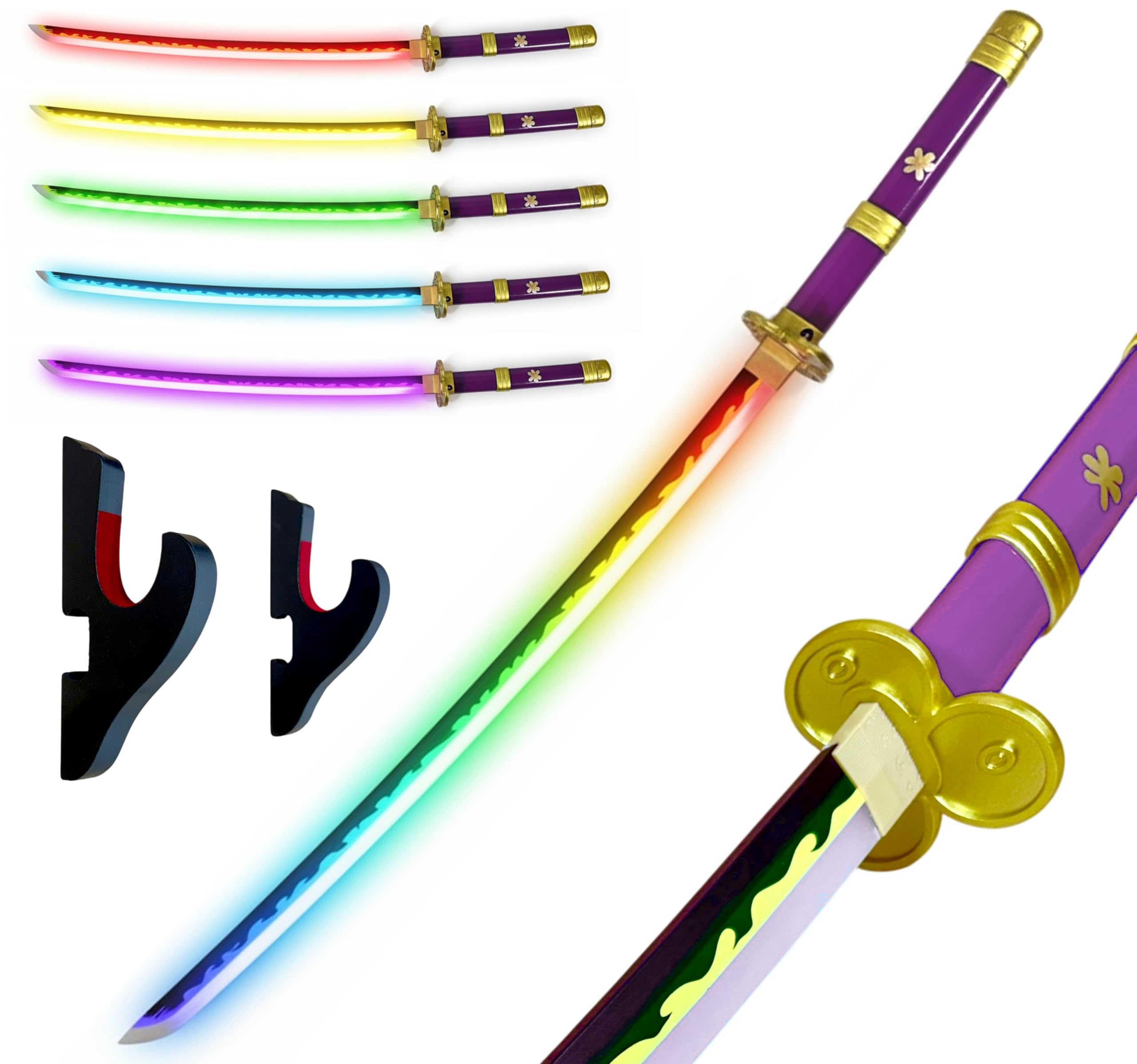 FÉENOMENN Japońska dekoracja ścienna - świecąca katana 15 kolorów - model Zoro Enma