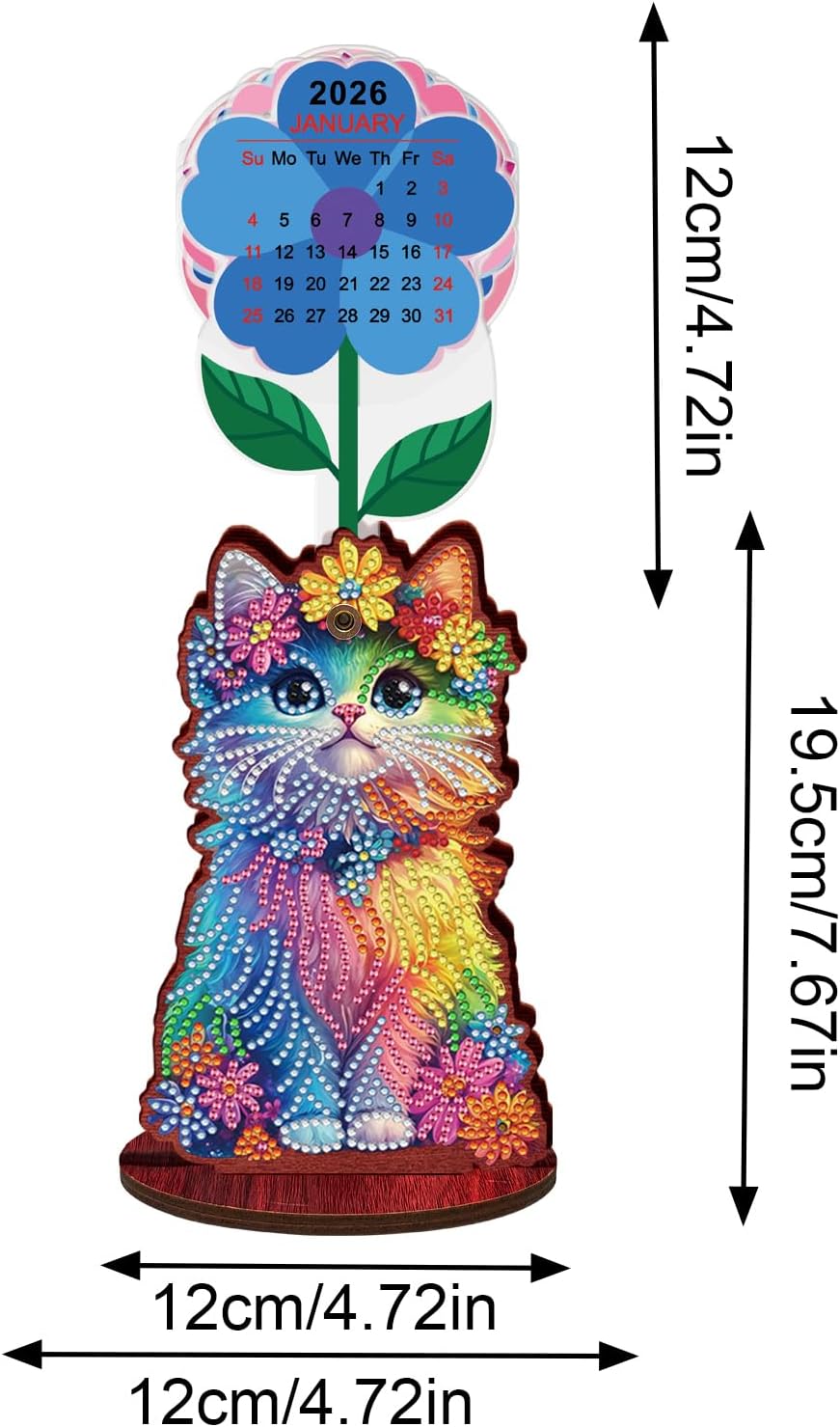 pigpigboss 2026 and 2027 Diamond Art Calendar, Flower Cat image 4