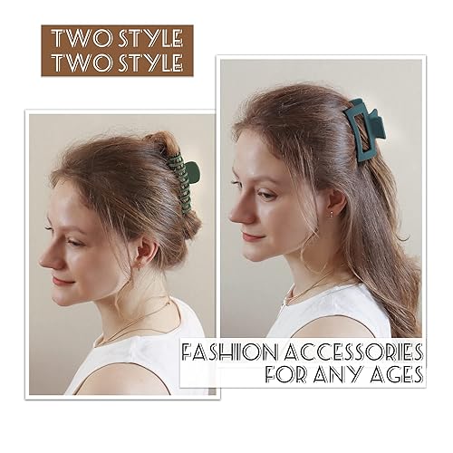 Miniatura 10 de Vsiopy Pinzas de pelo medianas y grandes para mujer, clip de garra grande para cabello rizado grueso, paquete de 4 pinzas de agarre fuerte, pinzas